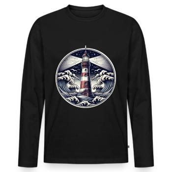 Phare - T-shirt manches longues Premium bio Homme - noir - Devant - Nico (187cm)