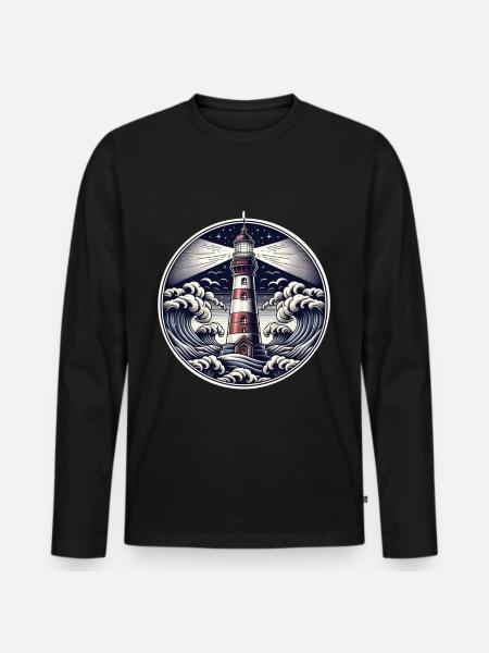 Lighthouse - Men's Premium Organic Long Sleeve Shirt - black