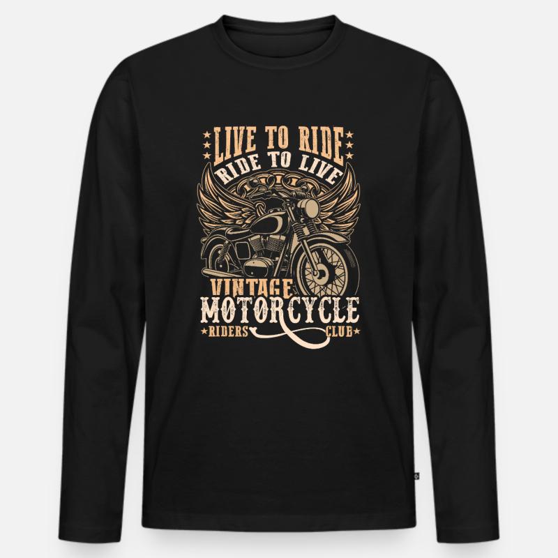 Motorrad - Männer Premium Bio Langarmshirt - Schwarz
