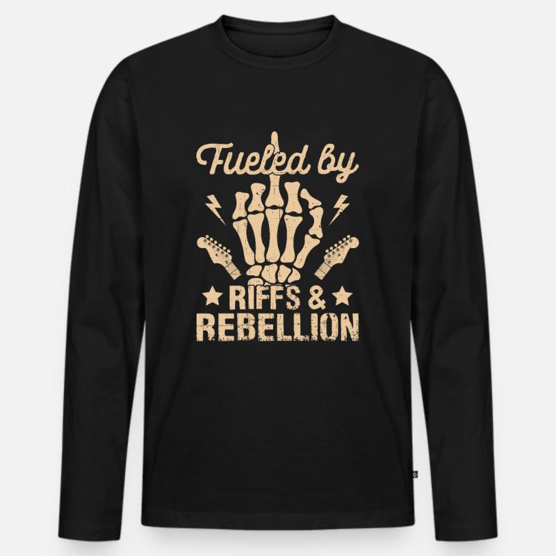Rock And Roll - Männer Premium Bio Langarmshirt - Schwarz