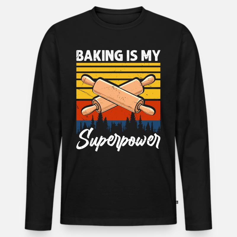 Backen Bäcker Bäckerei - Männer Premium Bio Langarmshirt - Schwarz