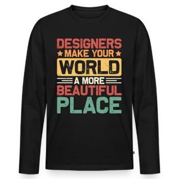 Designer - Männer Premium Bio Langarmshirt - Schwarz - Vorne - Nico (187cm)