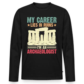 Ma carrière est en ruines Je suis archéologue - T-shirt manches longues Premium bio Homme - noir - Devant - Nico (187cm)