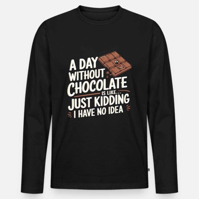 Schokolade - Männer Premium Bio Langarmshirt - Schwarz