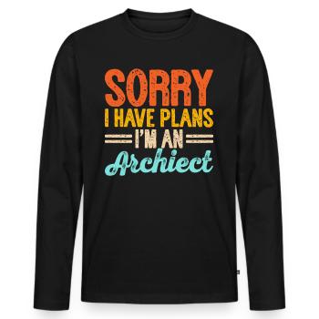 Architecte - T-shirt manches longues Premium bio Homme - noir - Devant - Nico (187cm)