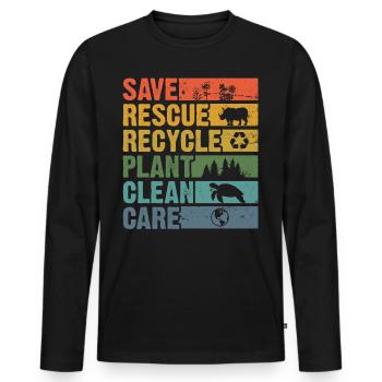 Earth Day - Men's Premium Organic Long Sleeve Shirt - black - Front - Nico (187cm)