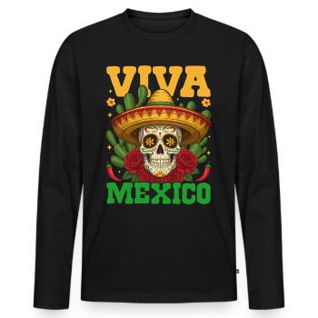Viva Mexico - T-shirt manches longues Premium bio Homme - noir - Devant - Nico (187cm)