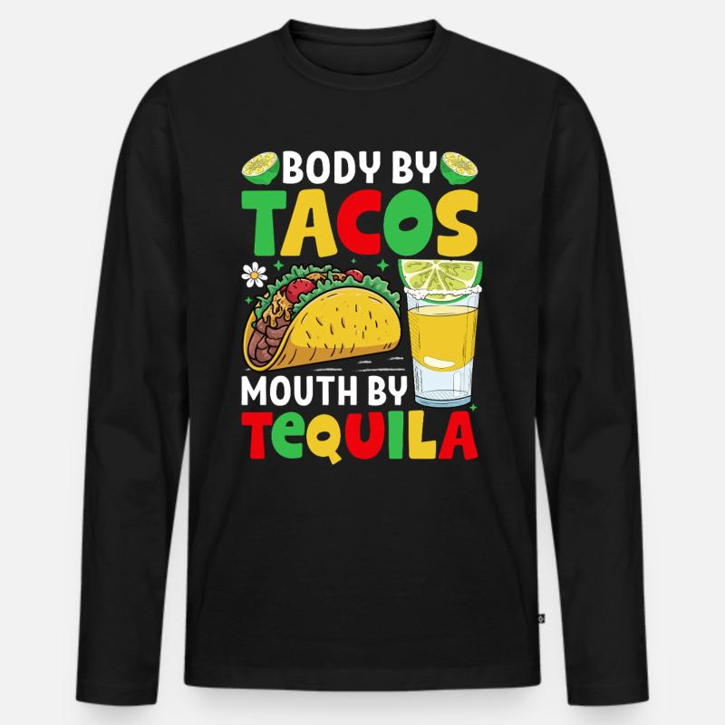 Tacos Tequila - Männer Premium Bio Langarmshirt - Schwarz