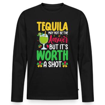Tequila - Men's Premium Organic Long Sleeve Shirt - black - Front - Nico (187cm)