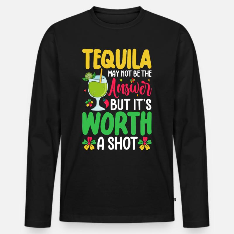 Tequila - Männer Premium Bio Langarmshirt - Schwarz