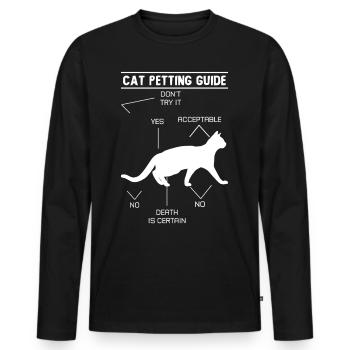 Guide de caresses pour chat - T-shirt manches longues Premium bio Homme - noir - Devant - Nico (187cm)