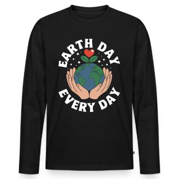 Earth Day - Men's Premium Organic Long Sleeve Shirt - black - Front - Nico (187cm)