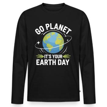 Earth Day - Men's Premium Organic Long Sleeve Shirt - black - Front - Nico (187cm)