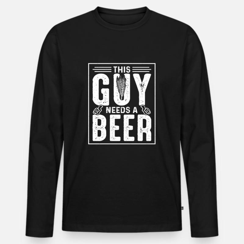 This Guy Needs A Beer - Männer Premium Bio Langarmshirt - Schwarz