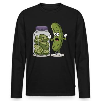 Gurke - Männer Premium Bio Langarmshirt - Schwarz - Vorne - Nico (187cm)