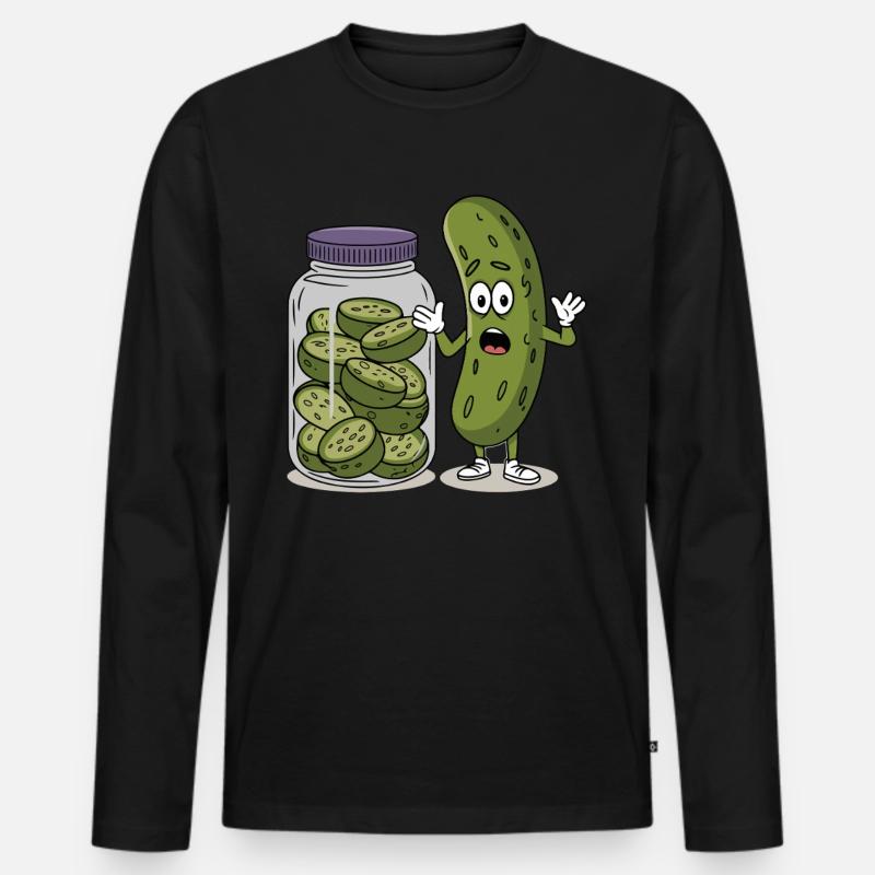 Gurke - Männer Premium Bio Langarmshirt - Schwarz