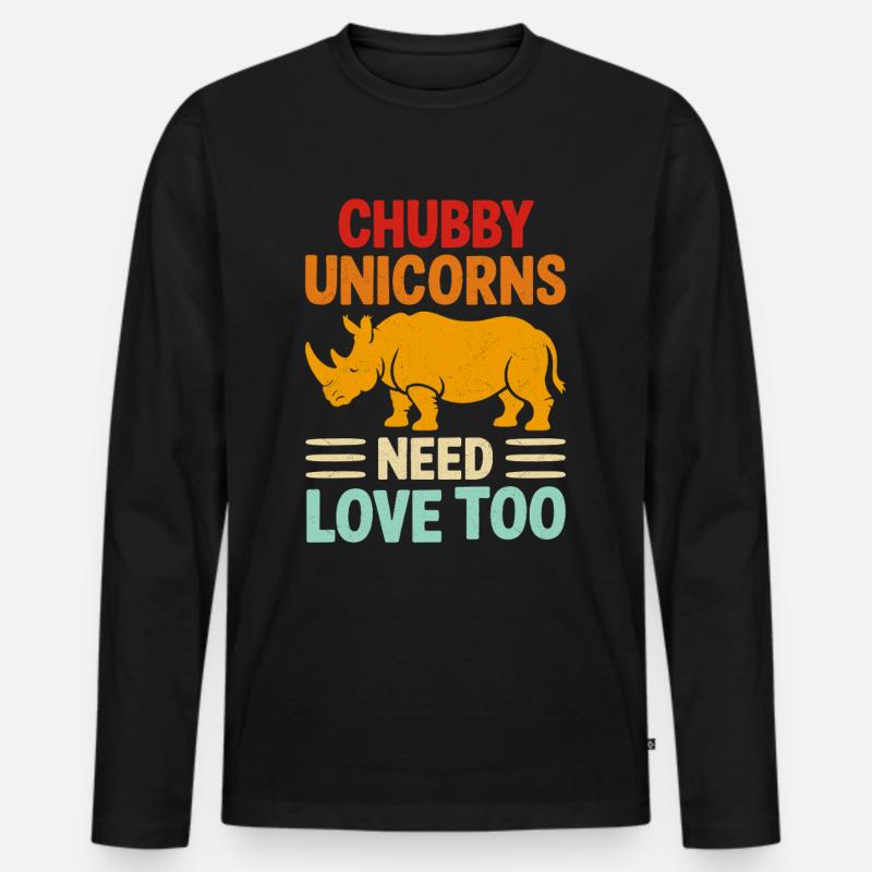 Nashorn - Männer Premium Bio Langarmshirt - Schwarz
