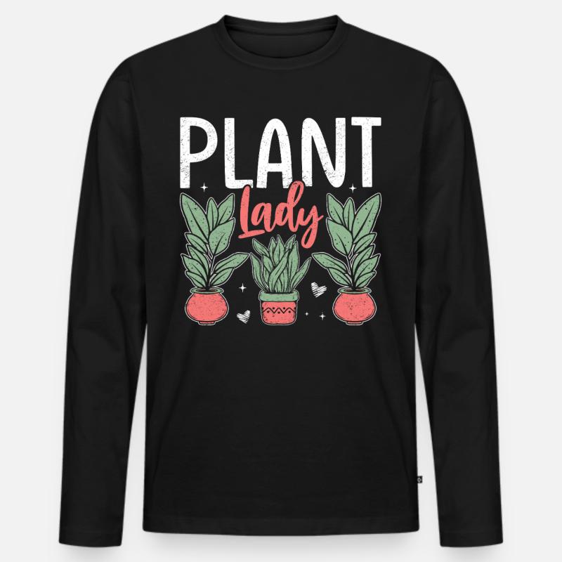 Plant Lady - Männer Premium Bio Langarmshirt - Schwarz