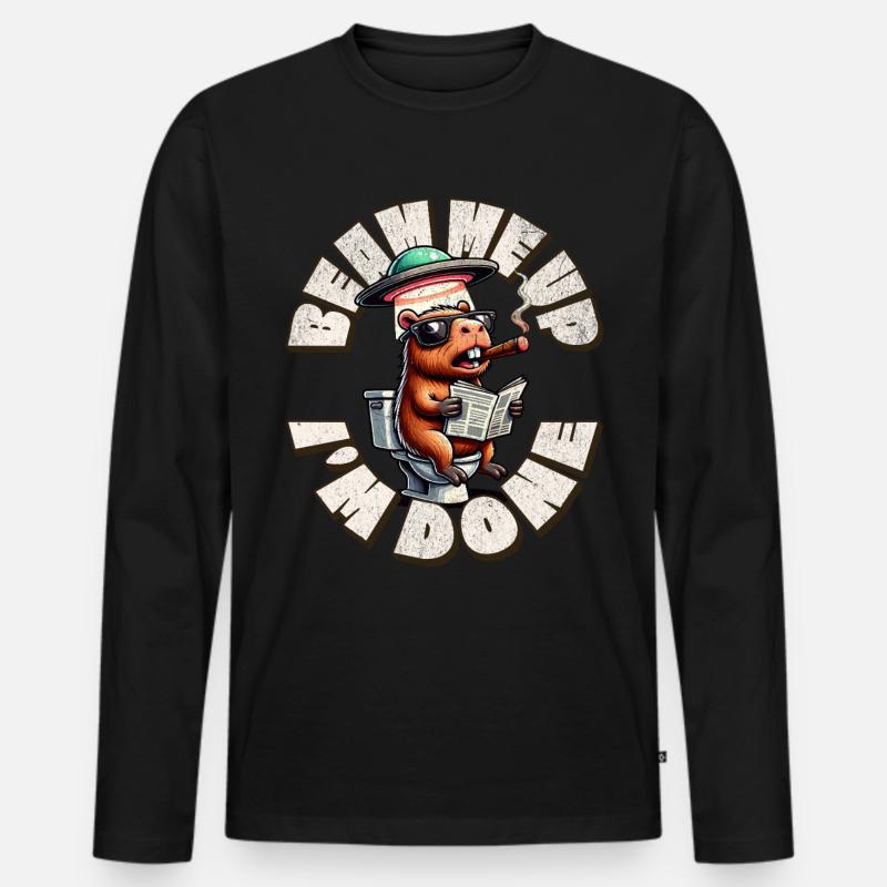 Beam Me Up I'm Done - Männer Premium Bio Langarmshirt - Schwarz