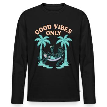 Skeleton – Chill dans un style rétro - T-shirt manches longues Premium bio Homme - noir - Devant - Nico (187cm)