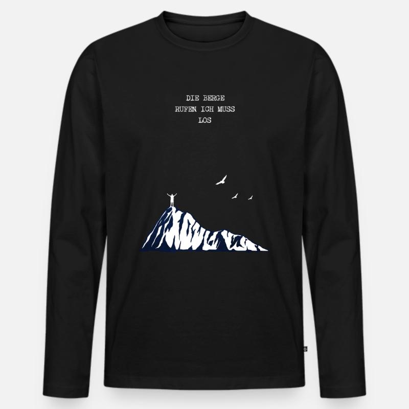 Wandern Minimalistisch - Männer Premium Bio Langarmshirt - Schwarz