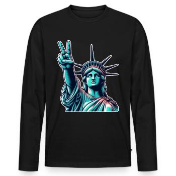 Freiheitsstatue Peace - Männer Premium Bio Langarmshirt - Schwarz - Vorne - Nico (187cm)