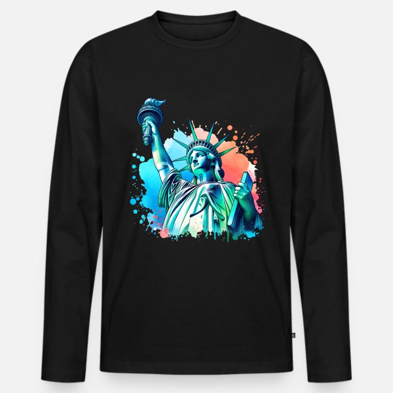Freiheitsstatue - Männer Premium Bio Langarmshirt - Schwarz