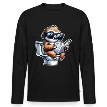 Journal de toilette paresseux - T-shirt manches longues Premium bio Homme - noir - Devant - Nico (187cm)