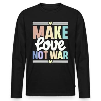Make Love Not War - Men's Premium Organic Long Sleeve Shirt - black - Front - Nico (187cm)