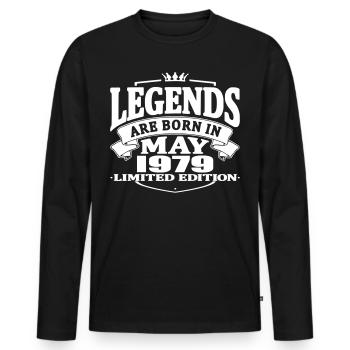 Legends are born in may 1979 - Men's Premium Organic Long Sleeve Shirt - black - Front - Nico (187cm)