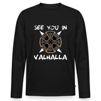 SEE YOU IN VALHALLA WIKINGER GERMAN NORTHERN MEN - Men's Premium Organic Long Sleeve Shirt - black - Front - Nico (187cm)