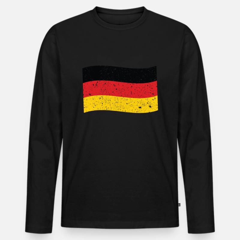 Deutschland Flagge German Flag - Männer Premium Bio Langarmshirt - Schwarz