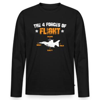 Les 4 forces de la physique du vol de l'aviation - T-shirt manches longues Premium bio Homme - noir - Devant - Nico (187cm)