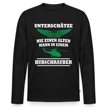 Alter Hubschrauber Pilot Helicopter Pilot - Männer Premium Bio Langarmshirt - Schwarz - Vorne - Nico (187cm)