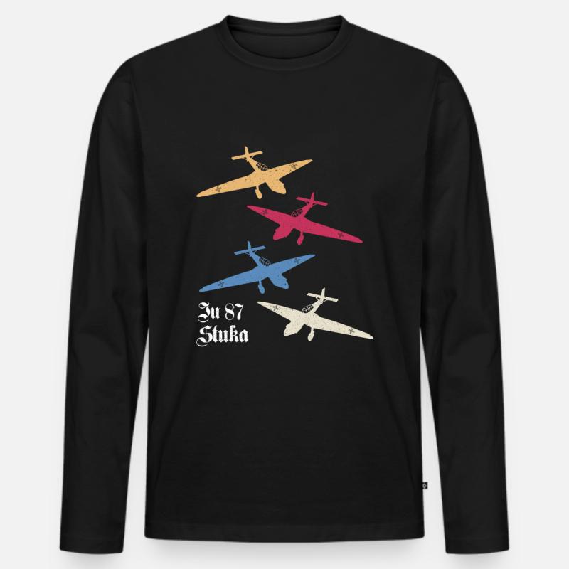 JU-87 STUKA deutsche Luftwaffe Pilot - Männer Premium Bio Langarmshirt - Schwarz