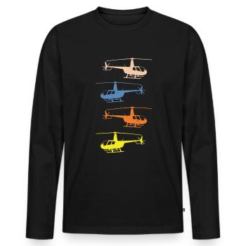 R44 Hubschrauber Helikopter Fluglehrer Flugschüler - Männer Premium Bio Langarmshirt - Schwarz - Vorne - Nico (187cm)