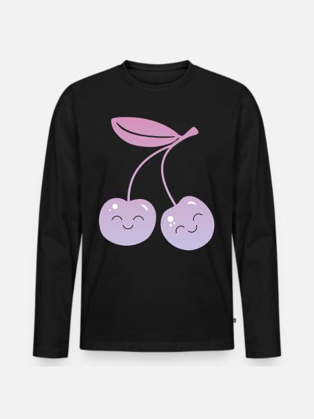 Cherries Kawaii - Men's Premium Organic Long Sleeve Shirt - black