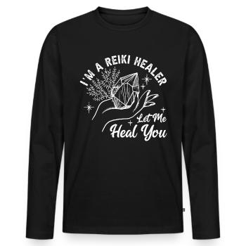 Medicine Reiki Healer Positive Energy - Men's Premium Organic Long Sleeve Shirt - black - Front - Nico (187cm)