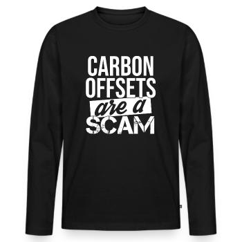 "Carbon Offsets" bringen nichts - Männer Premium Bio Langarmshirt - Schwarz - Vorne - Nico (187cm)