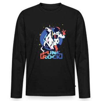 Punkrock Musik Punker Punkrock Irokesenschnitt - Männer Premium Bio Langarmshirt - Schwarz - Vorne - Nico (187cm)