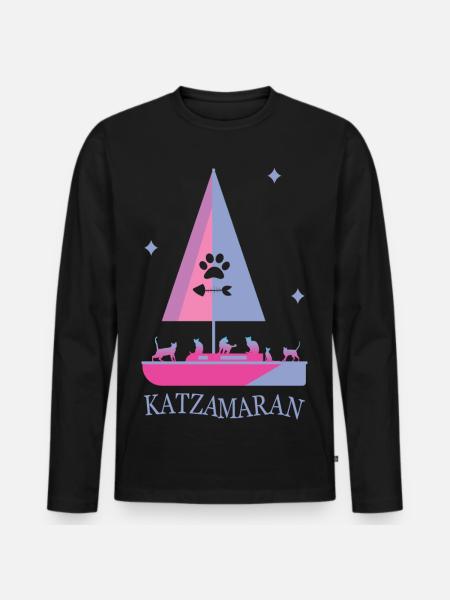 Katzamaran Boot - Männer Premium Bio Langarmshirt - Schwarz