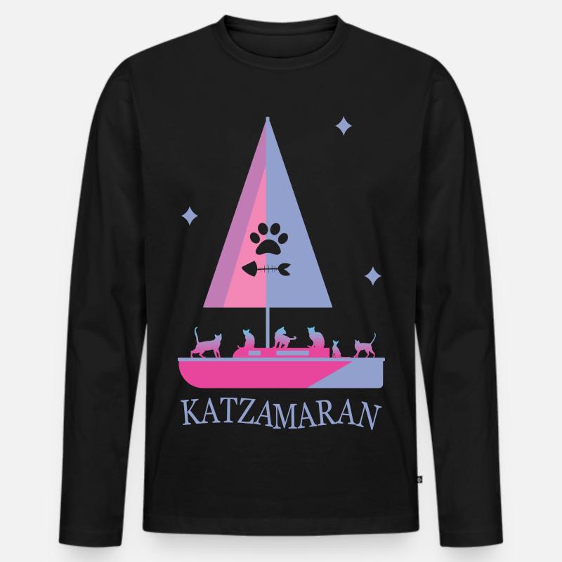 Katzamaran Boot - Männer Premium Bio Langarmshirt - Schwarz