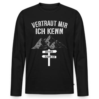 Wandern Geschenk Für Wanderer Berge Trekking - Männer Premium Bio Langarmshirt - Schwarz - Vorne - Nico (187cm)