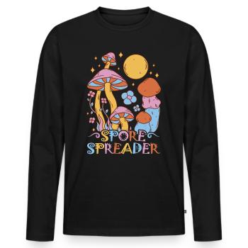 Cottagecore Aesthetic Retro Mushrooms and Mycology - Men's Premium Organic Long Sleeve Shirt - black - Front - Nico (187cm)