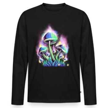 Cottagecore Aesthetic Retro Mushrooms and Mycology - Men's Premium Organic Long Sleeve Shirt - black - Front - Nico (187cm)