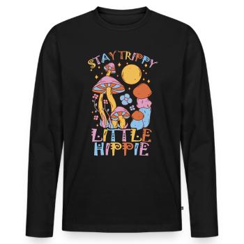 Cottagecore Aesthetic Retro Mushrooms and Mycology - Men's Premium Organic Long Sleeve Shirt - black - Front - Nico (187cm)