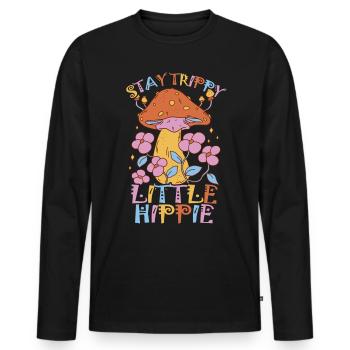 Cottagecore Esthétique Rétro Champignons et Mycologie - T-shirt manches longues Premium bio Homme - noir - Devant - Nico (187cm)