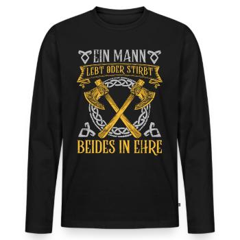 Böser bärtiger Mann! Nordische Mythologie Wikinger - Männer Premium Bio Langarmshirt - Schwarz - Vorne - Nico (187cm)