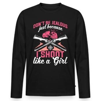 Clay Pigeon Shooting & Funny Sport Shooter Clay Pigeons - T-shirt manches longues Premium bio Homme - noir - Devant - Nico (187cm)