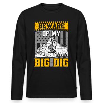 Funny construction workers & construction site excavator drivers - Men's Premium Organic Long Sleeve Shirt - black - Front - Nico (187cm)